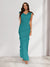 Sheath/Column Cowl Neck Sleeveless Ruffle Maxi Dresses Long Bridesmaid Dresses