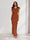 Sheath/Column Cowl Neck Sleeveless Ruffle Maxi Dresses Long Bridesmaid Dresses