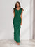 Sheath/Column Cowl Neck Sleeveless Ruffle Maxi Dresses Long Bridesmaid Dresses