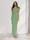 Sheath/Column Cowl Neck Sleeveless Ruffle Maxi Dresses Long Bridesmaid Dresses
