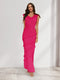 Sheath/Column Cowl Neck Sleeveless Ruffle Maxi Dresses Long Bridesmaid Dresses