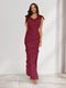Sheath/Column Cowl Neck Sleeveless Ruffle Maxi Dresses Long Bridesmaid Dresses