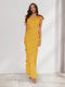 Sheath/Column Cowl Neck Sleeveless Ruffle Maxi Dresses Long Bridesmaid Dresses