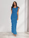 Sheath/Column Cowl Neck Sleeveless Ruffle Maxi Dresses Long Bridesmaid Dresses