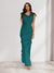 Sheath/Column Cowl Neck Sleeveless Ruffle Maxi Dresses Long Bridesmaid Dresses