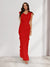 Sheath/Column Cowl Neck Sleeveless Ruffle Maxi Dresses Long Bridesmaid Dresses