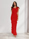 Sheath/Column Cowl Neck Sleeveless Ruffle Maxi Dresses Long Bridesmaid Dresses