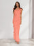 Sheath/Column Cowl Neck Sleeveless Ruffle Maxi Dresses Long Bridesmaid Dresses