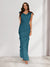 Sheath/Column Cowl Neck Sleeveless Ruffle Maxi Dresses Long Bridesmaid Dresses