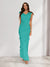 Sheath/Column Cowl Neck Sleeveless Ruffle Maxi Dresses Long Bridesmaid Dresses