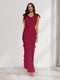 Sheath/Column Cowl Neck Sleeveless Ruffle Maxi Dresses Long Bridesmaid Dresses