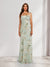 Sheath/Column Tie Straps Sleeveless Printed Floral Bridesmaid Dresses with Split Side