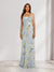 Sheath/Column Tie Straps Sleeveless Printed Floral Bridesmaid Dresses with Split Side
