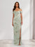 Sheath/Column Off-the-Shoulder Printed Floral Bridesmaid Dresses with Split Side