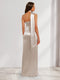 Sheath/Column Halter Maxi Dresses Long Bridesmaid Dresses with Neck Scarf