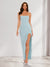 Sheath/Column Strapless Ruffle Slit Maxi Dresses Long Bridesmaid Dresses