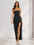 Sheath/Column Strapless Ruffle Slit Maxi Dresses Long Bridesmaid Dresses