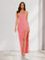 Sheath/Column Strapless Ruffle Slit Maxi Dresses Long Bridesmaid Dresses