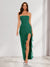 Sheath/Column Strapless Ruffle Slit Maxi Dresses Long Bridesmaid Dresses
