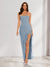 Sheath/Column Strapless Ruffle Slit Maxi Dresses Long Bridesmaid Dresses
