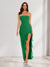 Sheath/Column Strapless Ruffle Slit Maxi Dresses Long Bridesmaid Dresses