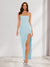 Sheath/Column Strapless Ruffle Slit Maxi Dresses Long Bridesmaid Dresses