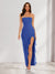 Sheath/Column Strapless Ruffle Slit Maxi Dresses Long Bridesmaid Dresses