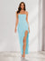Sheath/Column Strapless Ruffle Slit Maxi Dresses Long Bridesmaid Dresses