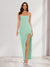 Sheath/Column Strapless Ruffle Slit Maxi Dresses Long Bridesmaid Dresses