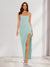 Sheath/Column Strapless Ruffle Slit Maxi Dresses Long Bridesmaid Dresses