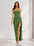Sheath/Column Strapless Ruffle Slit Maxi Dresses Long Bridesmaid Dresses