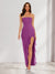 Sheath/Column Strapless Ruffle Slit Maxi Dresses Long Bridesmaid Dresses