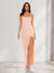 Sheath/Column Strapless Ruffle Slit Maxi Dresses Long Bridesmaid Dresses