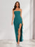 Sheath/Column Strapless Ruffle Slit Maxi Dresses Long Bridesmaid Dresses