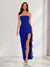 Sheath/Column Strapless Ruffle Slit Maxi Dresses Long Bridesmaid Dresses