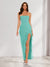 Sheath/Column Strapless Ruffle Slit Maxi Dresses Long Bridesmaid Dresses