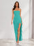 Sheath/Column Strapless Ruffle Slit Maxi Dresses Long Bridesmaid Dresses
