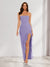 Sheath/Column Strapless Ruffle Slit Maxi Dresses Long Bridesmaid Dresses