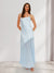 Sheath/Column Spaghetti Straps Fitted Maxi Dresses Long Bridesmaid Dresses with Chiffon Hem