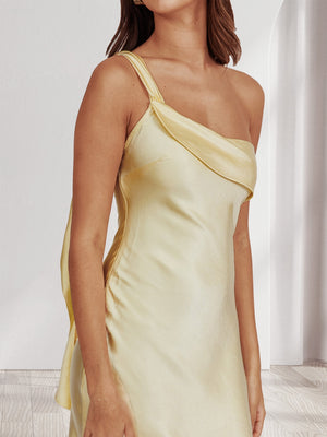 Sheath/Column One-Shoulder Ruffle Maxi Dresses Long Bridesmaid Dresses