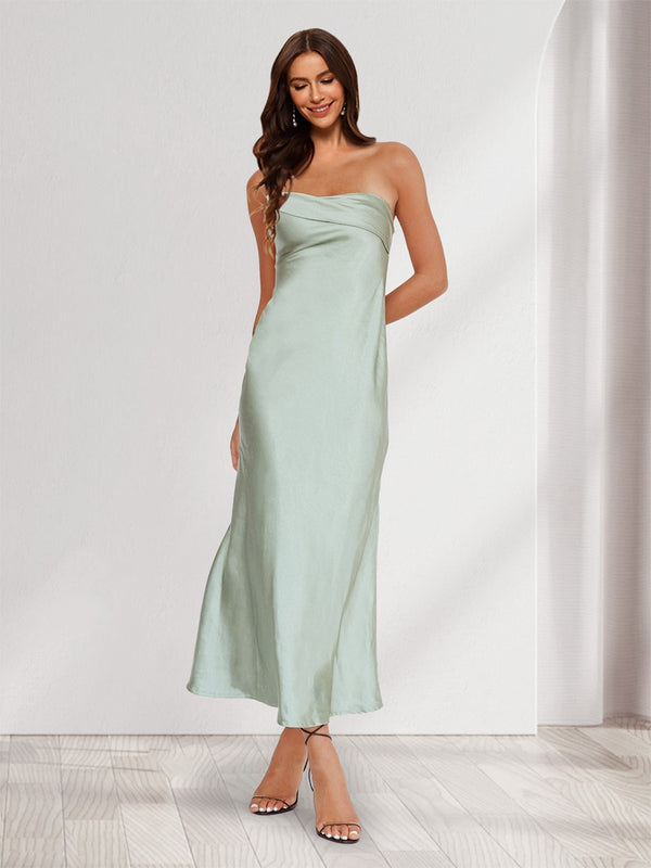 Sheath/Column One-Shoulder Ruffle Maxi Dresses Long Bridesmaid Dresses