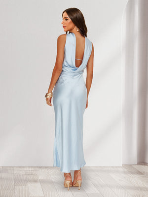 Sheath/Column Halter Sleeveless Maxi Dresses Long Bridesmaid Dresses