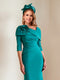 Trumpet/Mermaid Asymmetrical Half Sleeves Pleated Mother of the Bride Dresses with 3D Floral