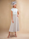 A-Line/Princess Beaded Scoop Neck Keyhole Midi Dress Mother of the Bride Dresses