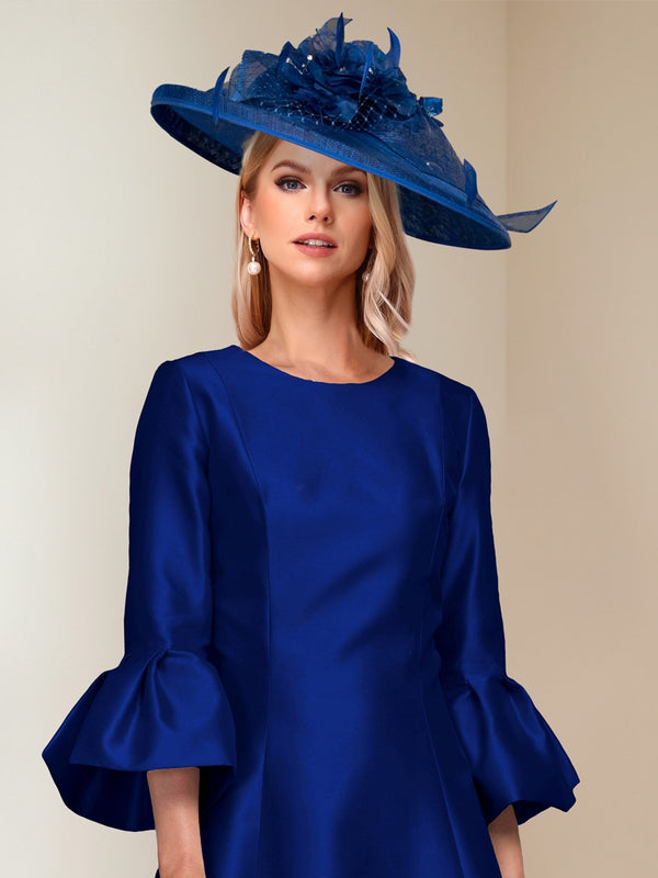 A-Line/Princess Scoop Neck 3/4 Sleeve Asymmetrical Wedding Guest Dresses