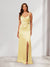 Sheath/Column Asymmetrical Neck Long Ruched Bridesmaid Dresses with Split Side