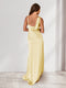 Sheath/Column Asymmetrical Neck Long Ruched Bridesmaid Dresses with Split Side
