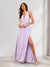 A-Line/Princess V-Neck Ruched Long Bridesmaid Dresses with Side Slit