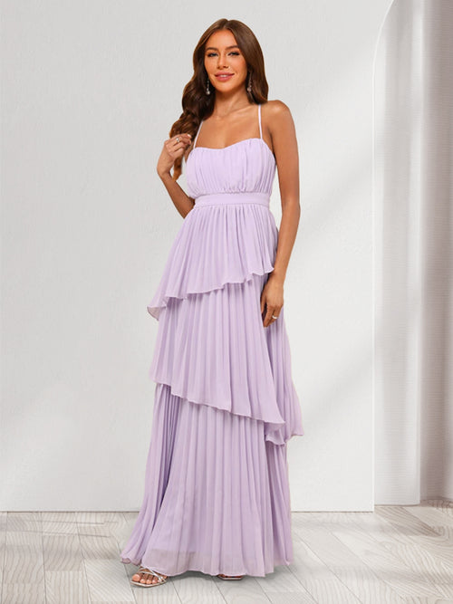 A-Line/Princess Spaghetti Straps Wedding Guest Dresses with Pleats & Ruffles