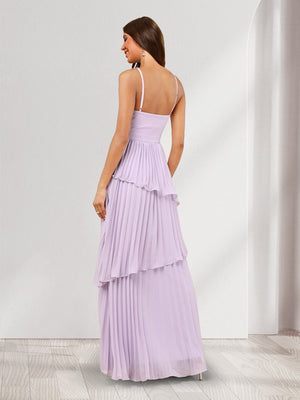A-Line/Princess Spaghetti Straps Wedding Guest Dresses with Pleats & Ruffles